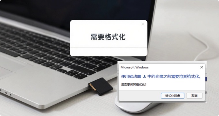 解决相机内存卡插入电脑提示需要格式化
