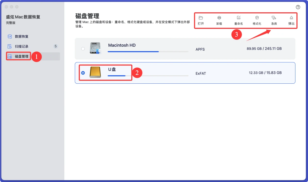 U盘插入Mac后变成空白了